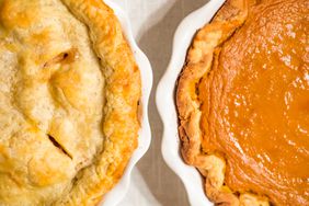 An apple pie and a pumpkin pie