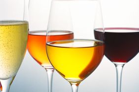 Various glasses of nonalcoholic wine