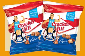 Bags of Cracker Jill with Lindsey Zurbrugg on the packaging.