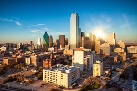 Aerial view of skyscrapers in Dallas