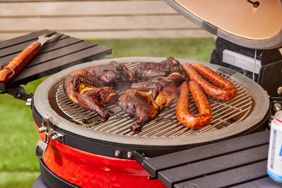 Meat is cooked in the Kamado Joe Konnected Joe 18-Inch Digital Charcoal Grill and Smoker