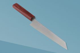 The Ikura Bartender’s Utility Knife on a blue background