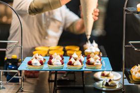 A display of meringue tarts served in Melbourne