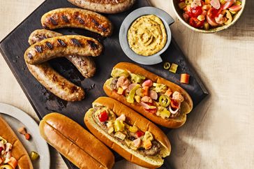 Grilled Sausages with Apple Mustard