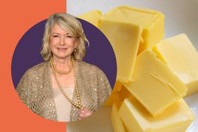 A photo composite of Martha Stewart and butter. 