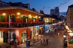 A night view of Bourbon Street in New Orleans