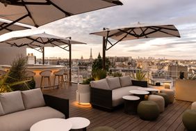 Rooftop bar in Paris, France