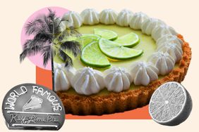 A key lime pie with whipped cream topping around it